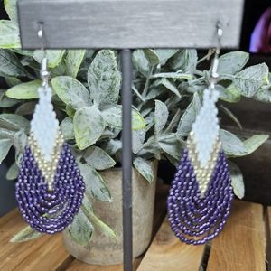 Handmade Beaded Looped Fringe Earrings - Kara